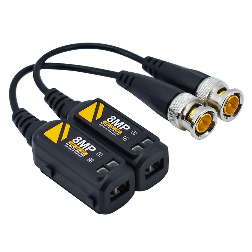 Connecteur Balun vidéo HD 8MP BNC | 1 paire de Support, canal de signal de caméra HD AHD/CVI/TVI