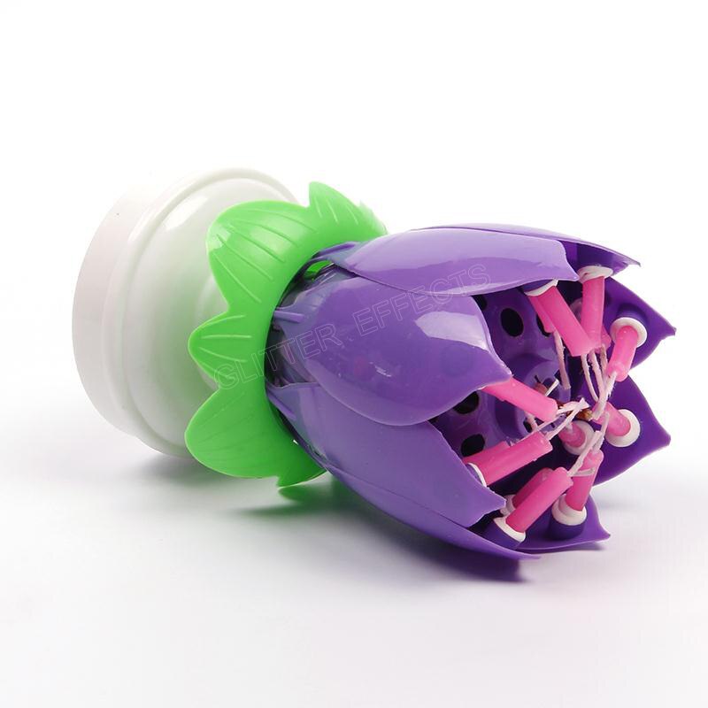 Wedding Birthday Party Candles Musical Lotus Flower Rotating Happy Birthday Candle Home Decoration