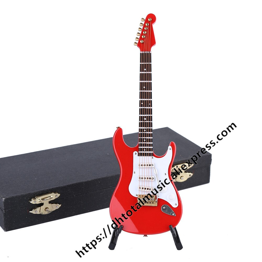 Mini Guitar Miniature Model Electric Guitar Model with Case and Stand Popurlar Strings Instrument
