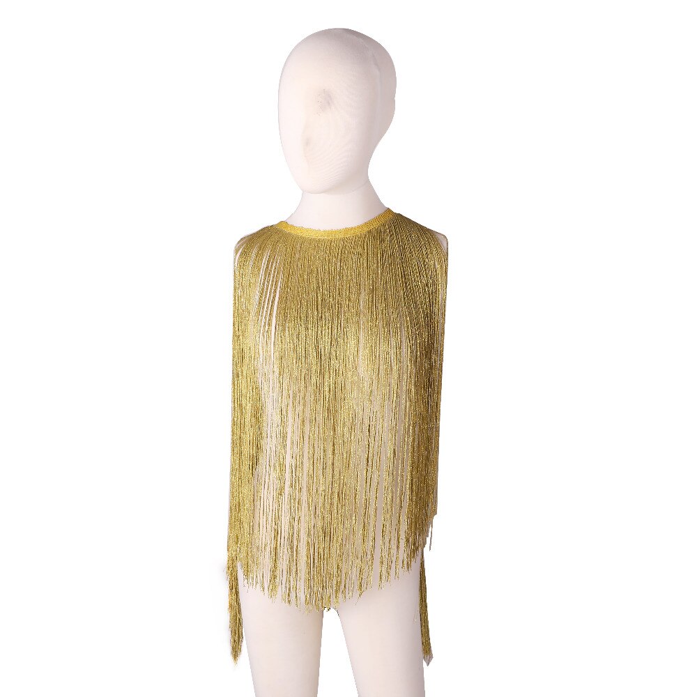 Paquet de franges dorées de 50cm de large, 5 mètres/paquet, accessoires de vêtements de scène pour robe latine