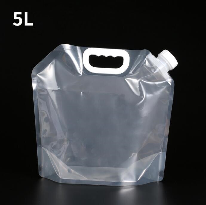 Foldable PE Water Bag Tasteless Safety Seal Portable Drinking Water Container Survival Storage Bag for Camping Hiking 3 Size: White 5L