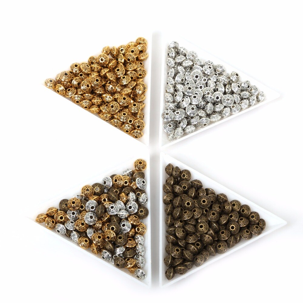 50 stuks tibetaanse ronde ovale metalen kralen voor het maken van sieraden, doe-het-zelf zinklegering bedelaccessoire voor het maken van sieradenarmbanden