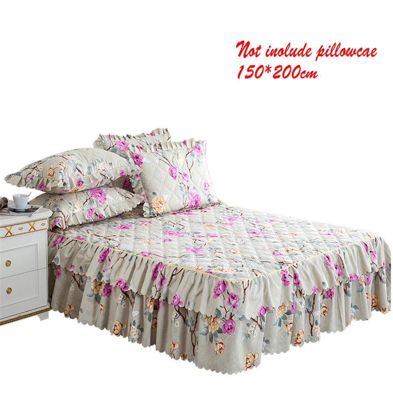 150*200 cm Sprei Queen Bed Rok Verdikte Laken Eenpersoonsbed Stof Ruches Bloem Patroon bed cover lakens: 5