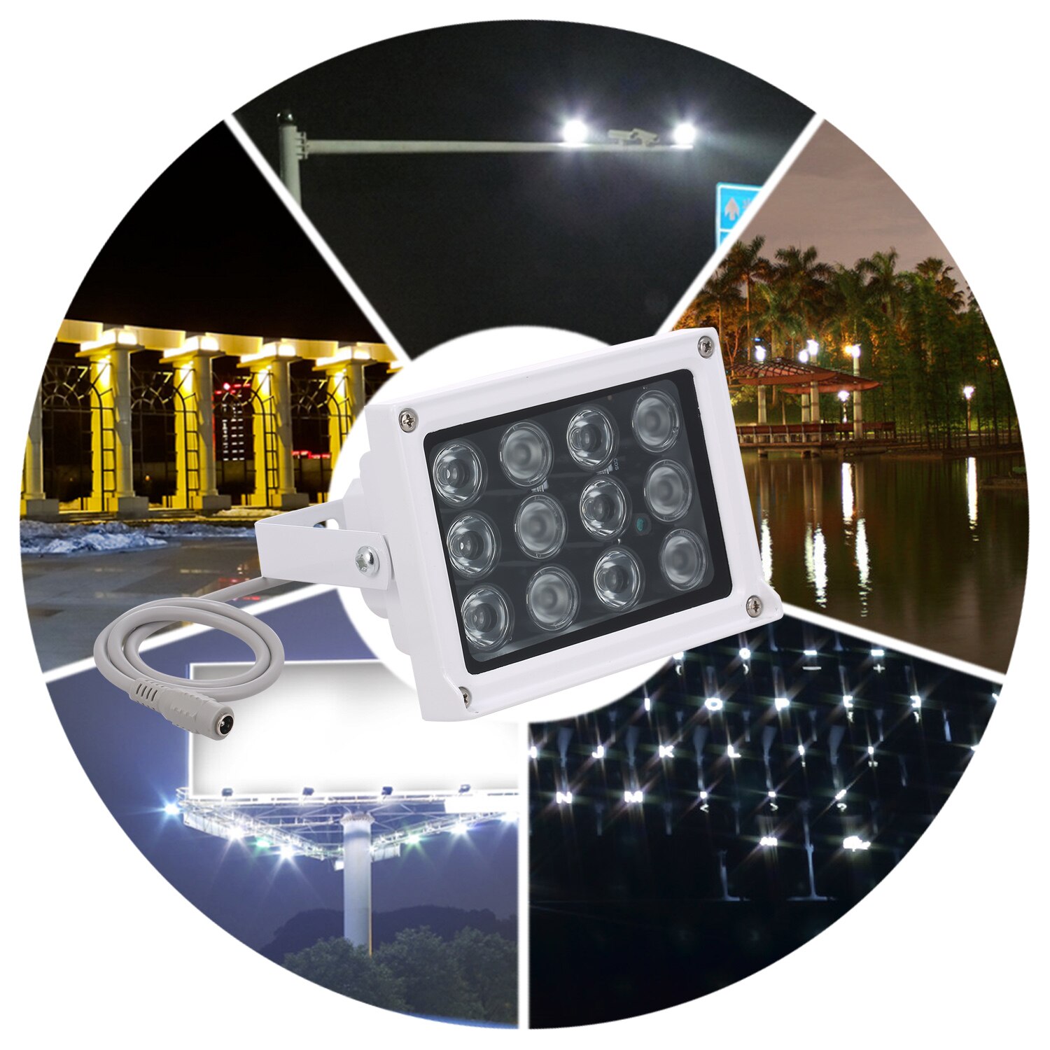 Infrared Illuminator 12pcs Array IR LEDS IR Illuminator Night Vision Wide Angle Long Range Outdoor Waterproof for CCTV
