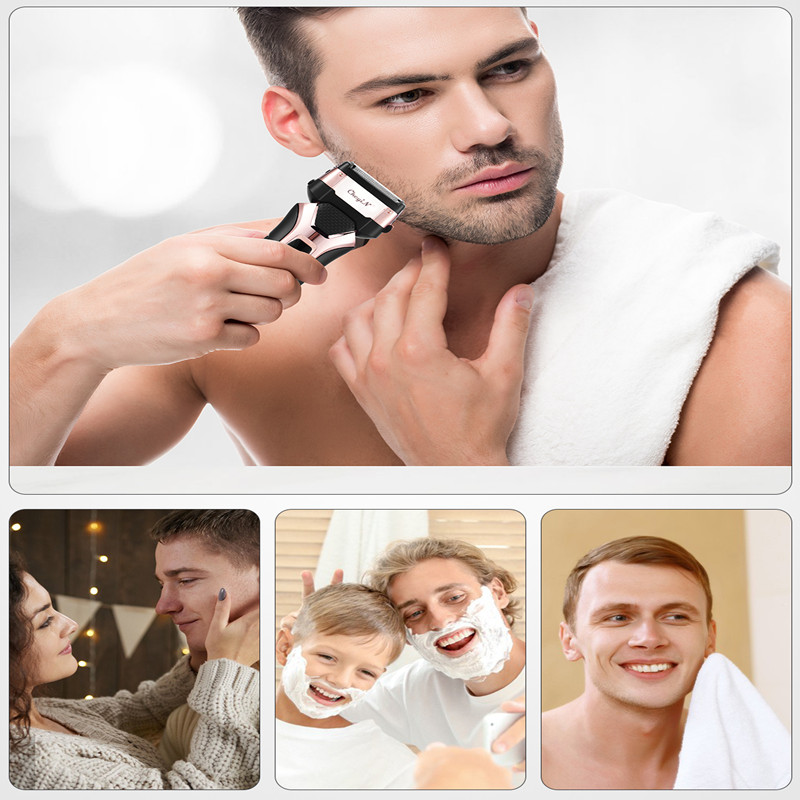 Rasierer Maschine Elektrische Rasierer Männer Edelstahl Rasierer Wiederaufladbare Trimmer Rasierer 3D Schwimm Rasieren LED Anzeige barbeador