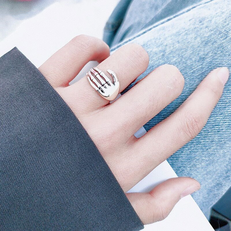 Anelli aperti a mano scheletrici in argento sterling 925 per le donne Accessori natalizi per gioielli di design di lusso per feste