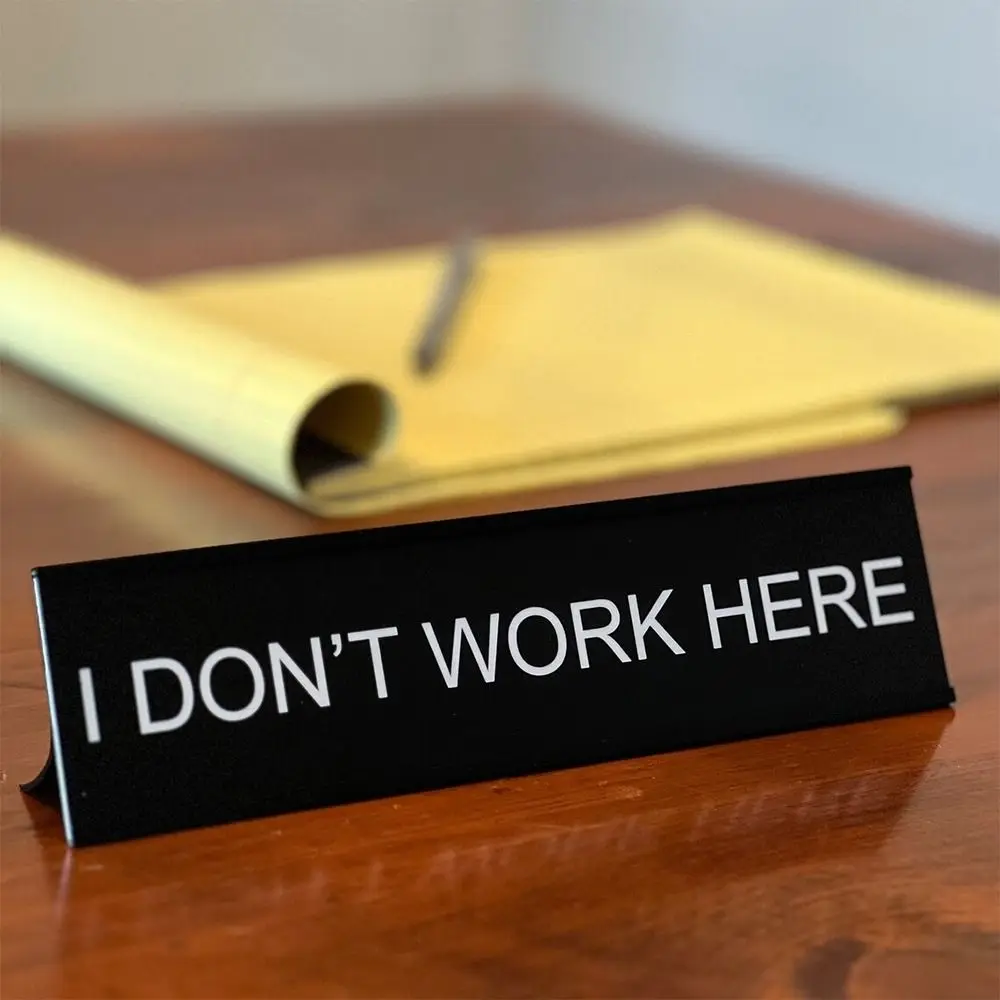 Funny Office Decor Sign Black Lightweight Aluminium Alloy Seating Sign Desk Signs Home Office Table Decor Coworker: black