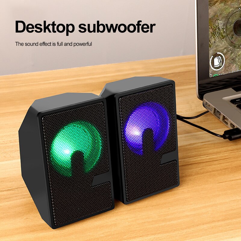 Computer Speakers For PC Desktop Computer Laptop With Subwoofer LED Colorful Lighting Home Theater System USB Wired SoundBox