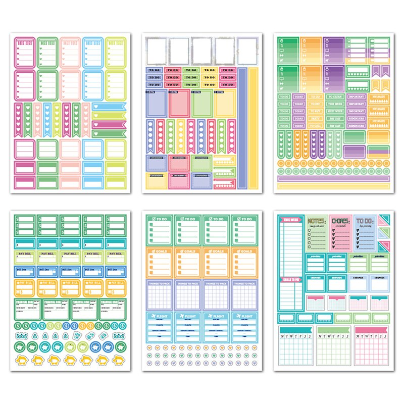 12sheets Study Work Plan DIY Precut Decoration Stationery Diary Sticker Planner Day Planner Index Label Weekly Monthly Tabs