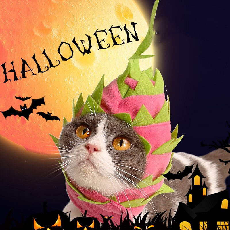 Halloween Pet Dragon Fruit Hat Costume Puppy Dog Cats Party Headwear Accessory Deco For Dogs Cats PR