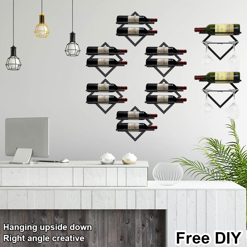 Wall-mounted Wine Rack Bottle Shelf Organizer Storage HoldersWine Cup Rack European Wine Cabinet Wall Display Cabinet