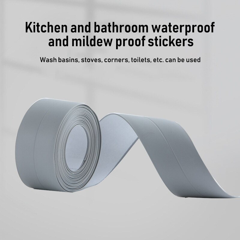 1 Roll Seal Strip Anti-Collision Weatherproof Self Adhesive Caulk Strip Sealing Tape For Sink Bathroom Kitchen