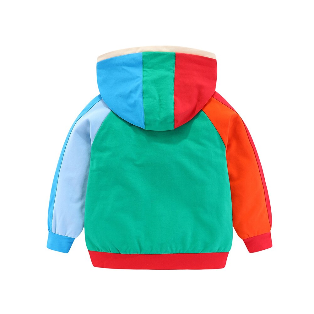 Mudkingdom Kids Hooded Jackets Rainbow Embroidery Colorblock Boys Girls Outerwear