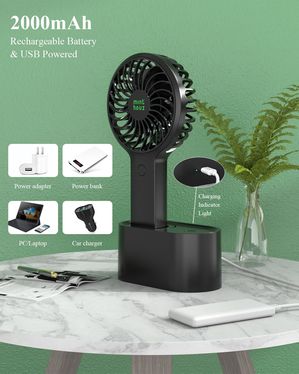 Mini Fan Portable Fan Handheld USB Rechargeable Fans Desktop USB Desk Air Cooler Outdoor Travel Office Hand Floor Standing Fan