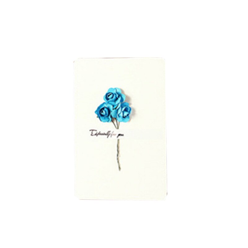 5pack Vintage dried flower blessing greeting card postcard handmade wedding Christmas Blue enchantress rose flower 14*10CM: K