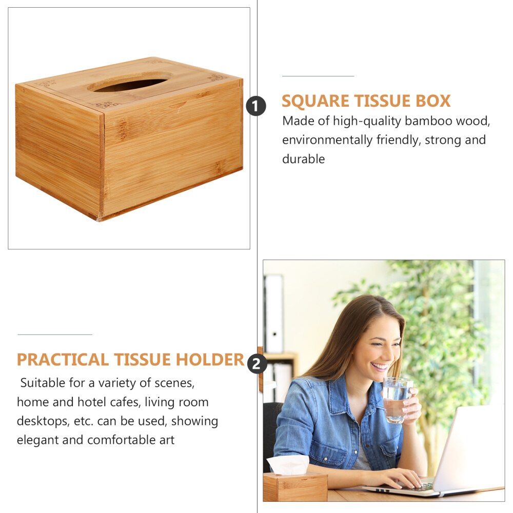 1 Pc Handig Servethouder Tissue Box Creatieve Bamboe Houten Tissue Doos)