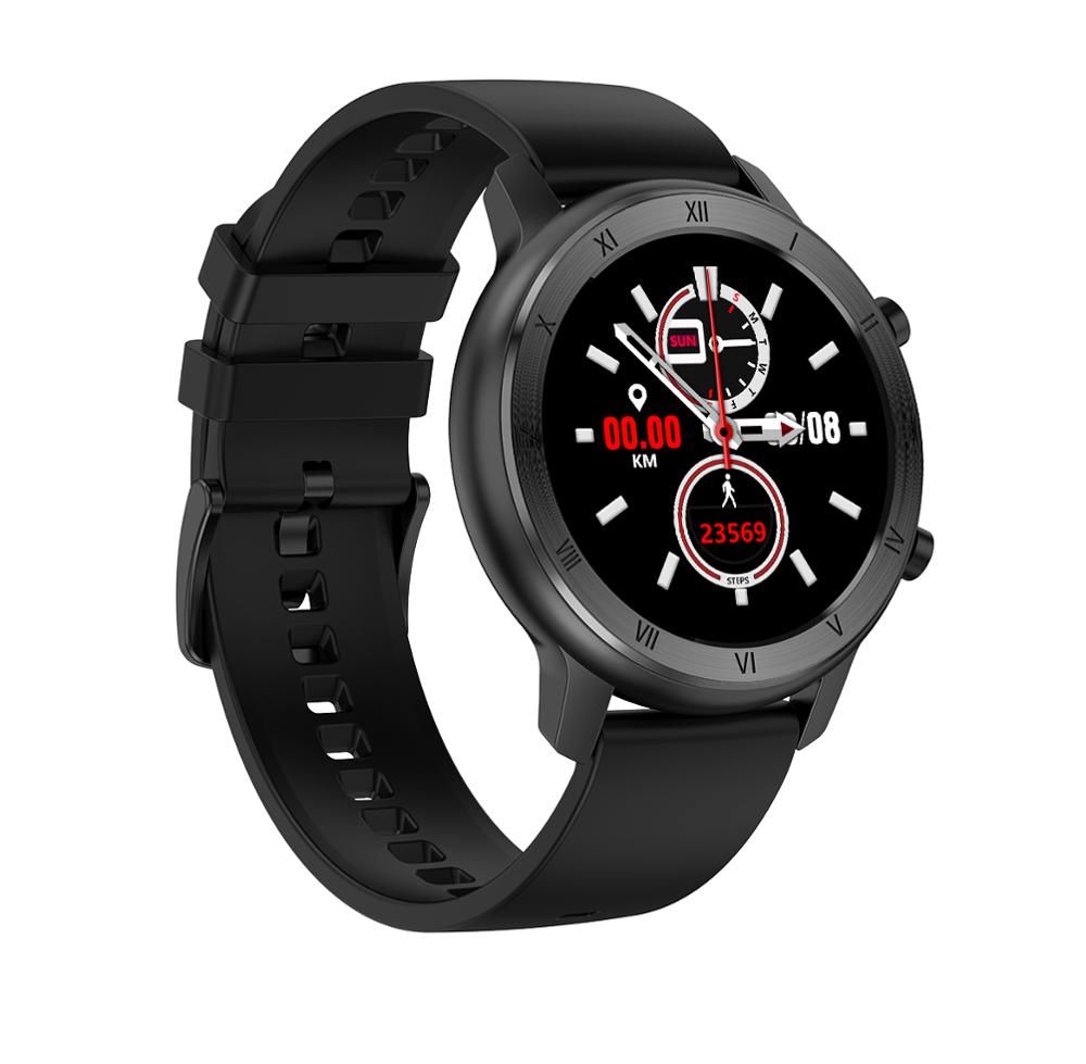 DT NO.1 montre intelligente femmes hommes ECG PPG surveillance de la fréquence cardiaque SPO2 pression artérielle IP68 étanche Fitness Tracker dame poignet intelligent: Black Silicone Band