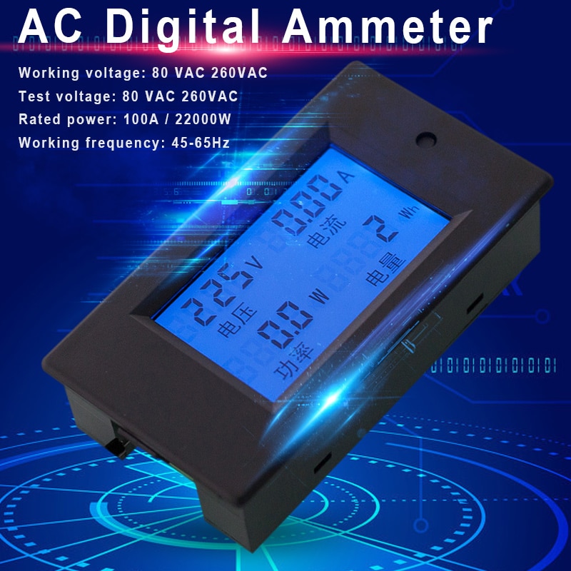 Digital Display Multimeter Voltage Current Power Electric Energy Meter PZEM-061 Multifunction FKU66