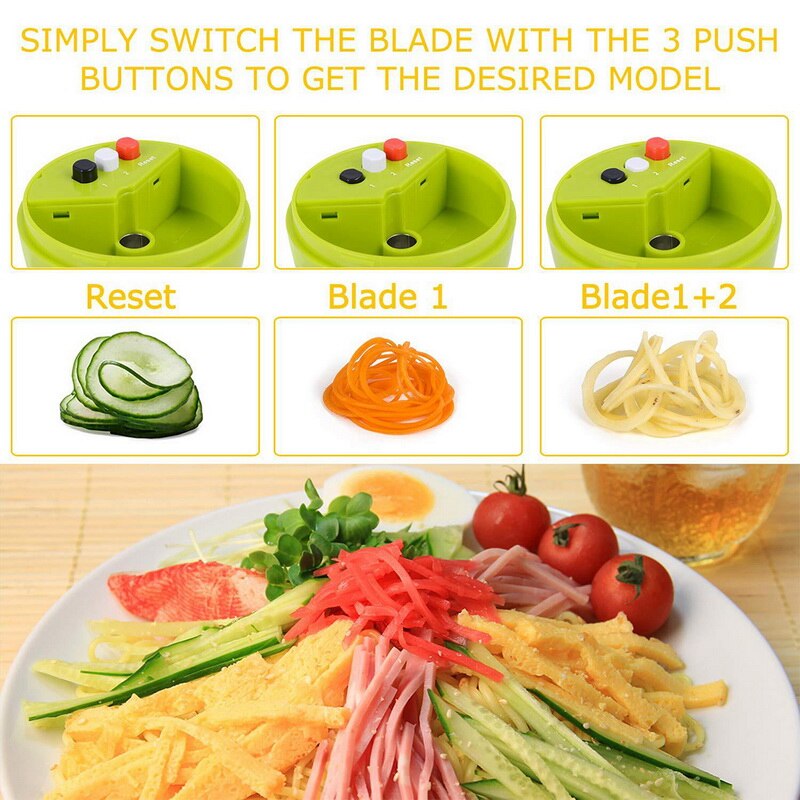 Espiralizador de mano ajustable 5 en 1, cortador para fruta y verdura, rallador en espiral, ensalada cortadora, herramientas de cocina, fabricante de fideos de calabacín