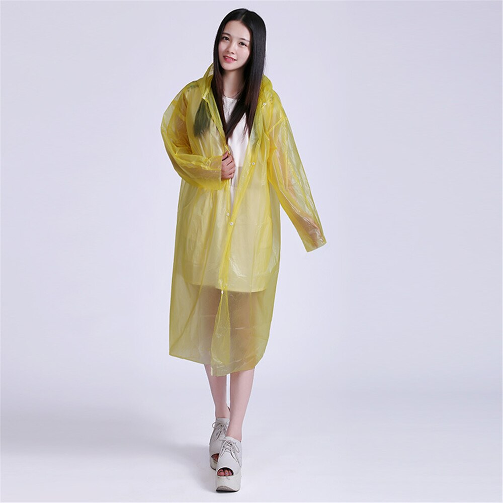 Women Raincoat Thickened Waterproof Rain Coat Women Scrub Tour Waterproof Rainwear Suit: YELLOW