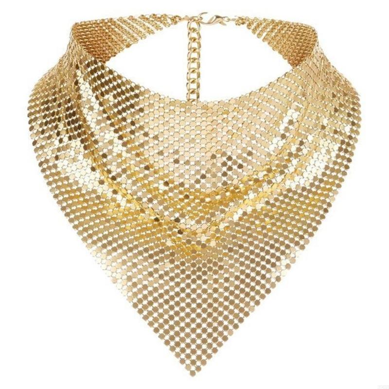 39BB Bufandas metálicas unisex para cuello Pañuelo brillante Bufanda para club Ropa para cuello