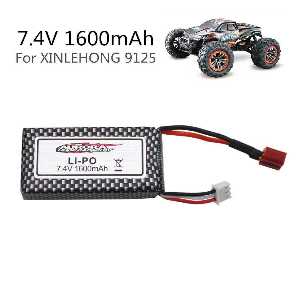 Limskey Li-polymer Battery - 1600mAh 7.4V 2S - Charger Set for XLH 9125 RC Car: Gold