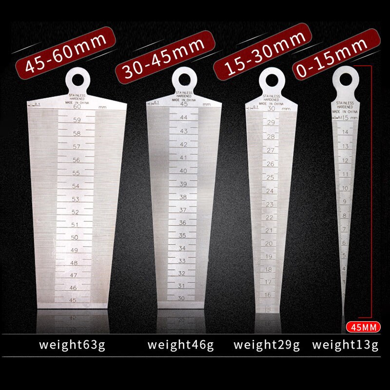 4PCS Wedge feeler Gap Hole Taper Gauge Stainless Steel Ruler Welding Inspection Taper Gauge Metric Imperial Measure Tool