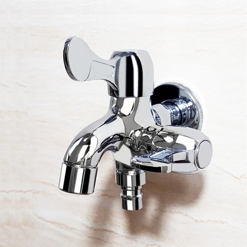 Washing Machine Faucets Chrome Copper Bathroom Wall Mounted Dual Control Single Cold Garden Bibcock Bath Toilet Mop Pool Taps: A