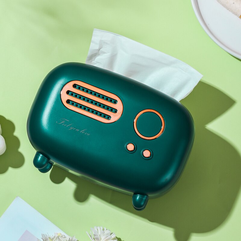 retro Radio Modell Gewebe Kasten Schreibtisch wc Papier Halfter Jahrgang Spender Speicher Serviette fallen Organizer Sekretariat Heimat Dekoration
