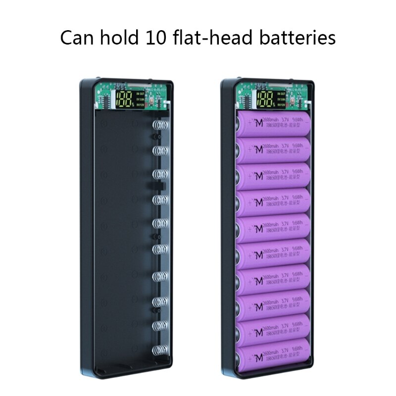 Afneembare QC3.0 Usb Lcd-scherm Diy 10X18650 Batterij Case Powerbank Shell Draagbare Externe Box Powerbank Protector