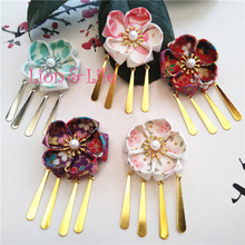 Kimono tradicional japonés Yukata flor tocado horquilla con flecos