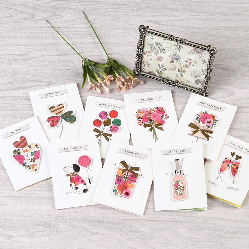 4pcs Flower Mini Greeting Card Happy Birthday Small Card Kids Good Luck Message For You Card