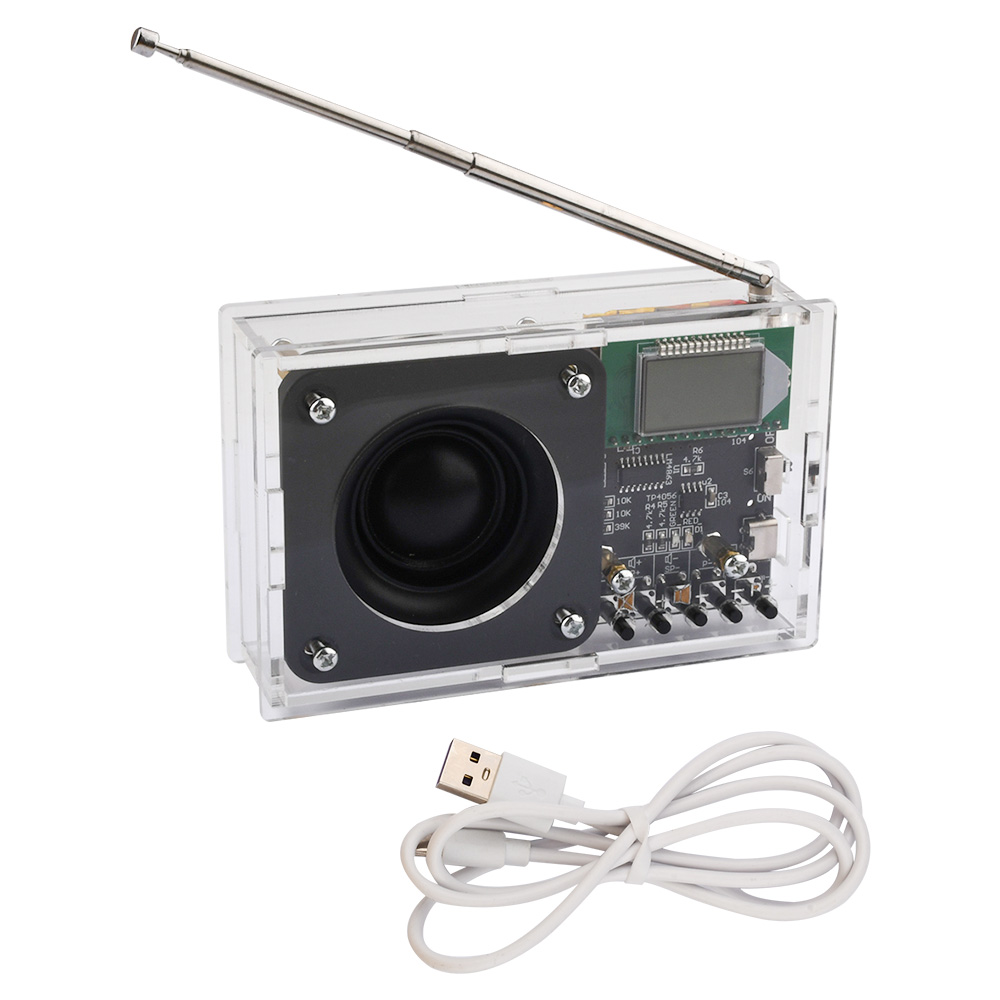 Radio FM DIY Kit Odbiornik radiowy FM 76MHz-108MHz Zestaw głośników radiowych DIY Modyfikacja częstotliwości Wyświetlacz LCD Praktyka lutowania