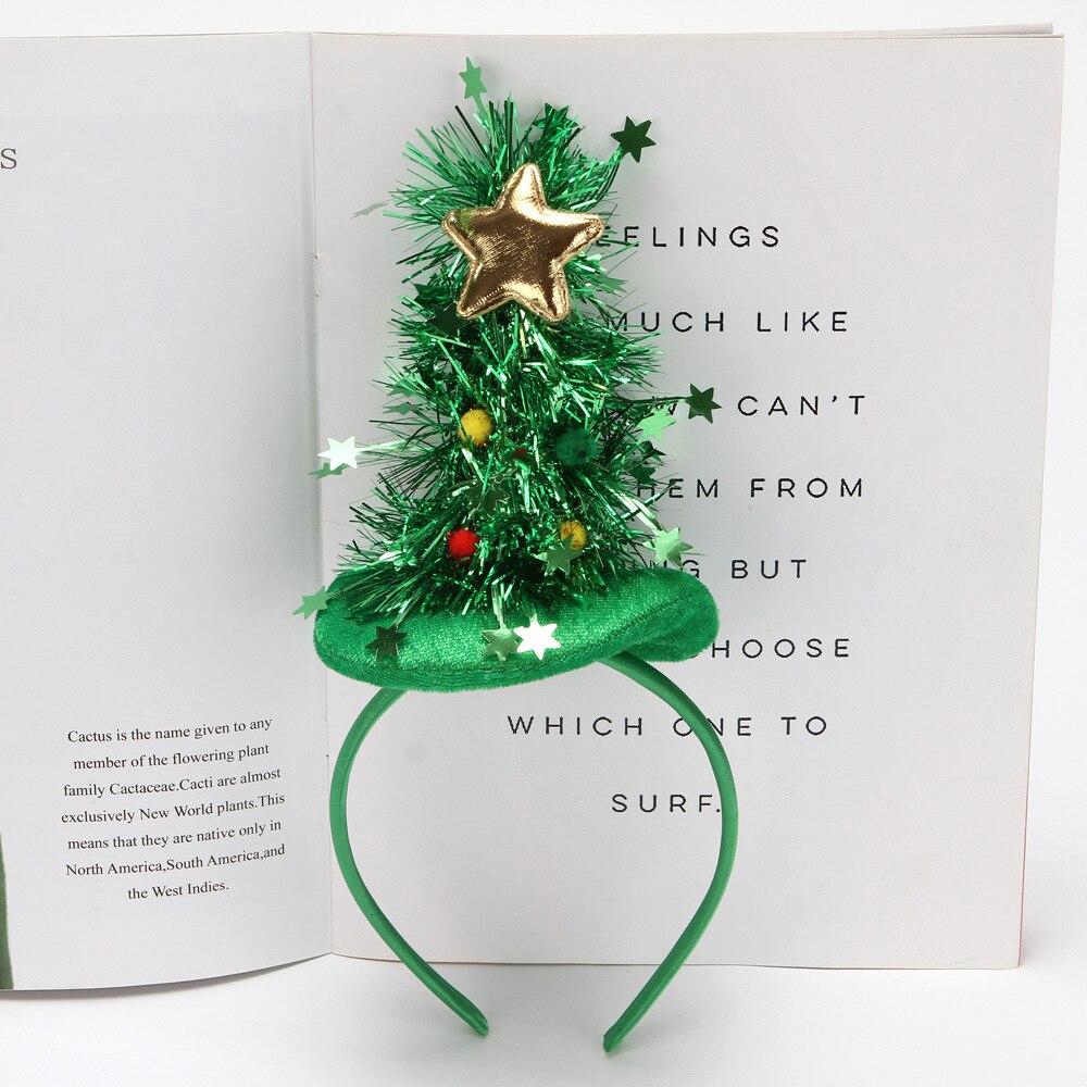 Led glødende lys juletræ pandebånd hårbånd stjerne til børn voksen fest xmas hårbånd lås hovedbeklædning navidad: Lysløs grøn