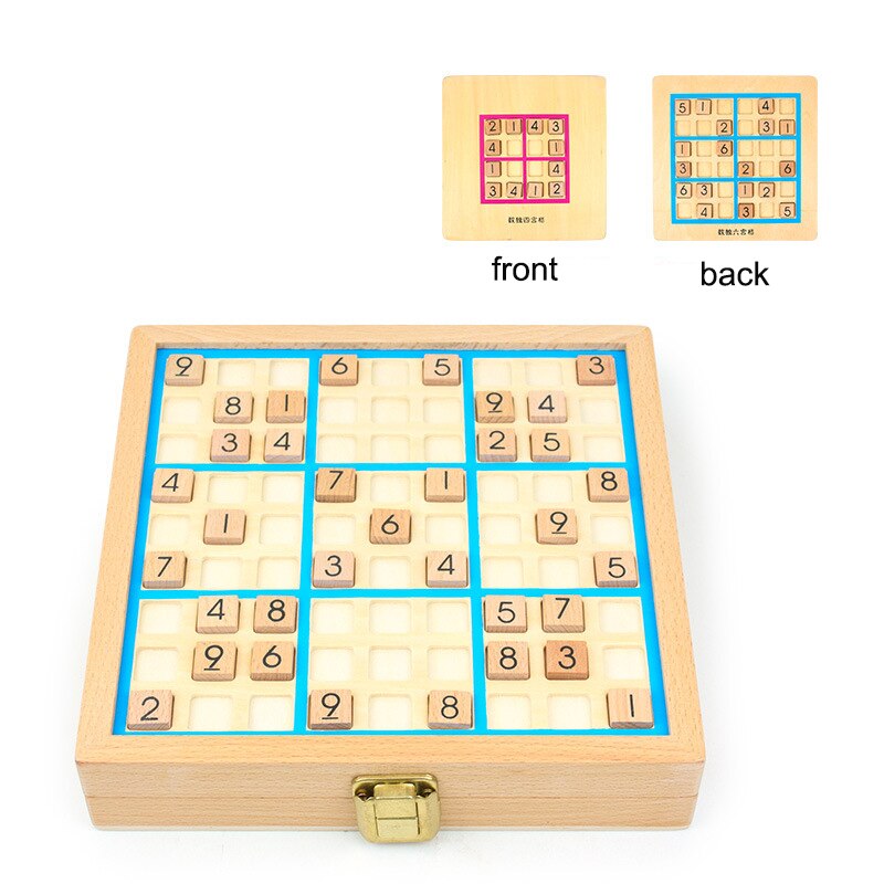Wooden Sudoku four-six-nine palace grid game chess children's logical thinking children's puzzle board game toys with questions: B  without box