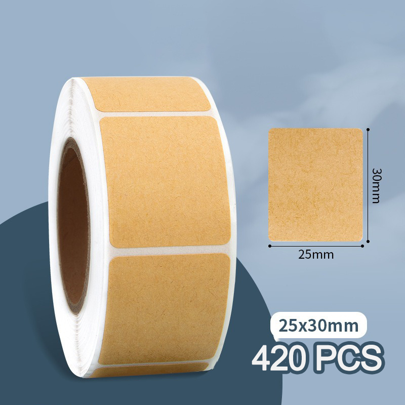 Khaki Square Kraft Stickers Blank Labels Paper Self-adhesive Handwritten Classification Office Labels Kitchen Glass Bottle: Yellow