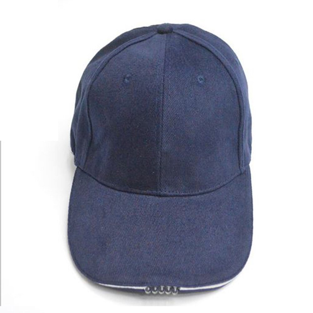 5 led lampe cap batteridrevet hat med led lys lommelygte til fiskeri jogging baseball cap belysning fisk hat: Marine blå