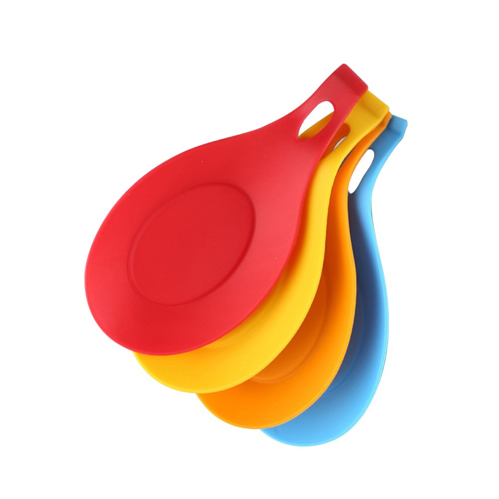 4 Stuks Siliconen Lepel Houder Anti-Slip Lepel Rest Stand Hittebestendigheid Lepel Rek Keuken Levert Voor Thuis Restaurant (Zwart)