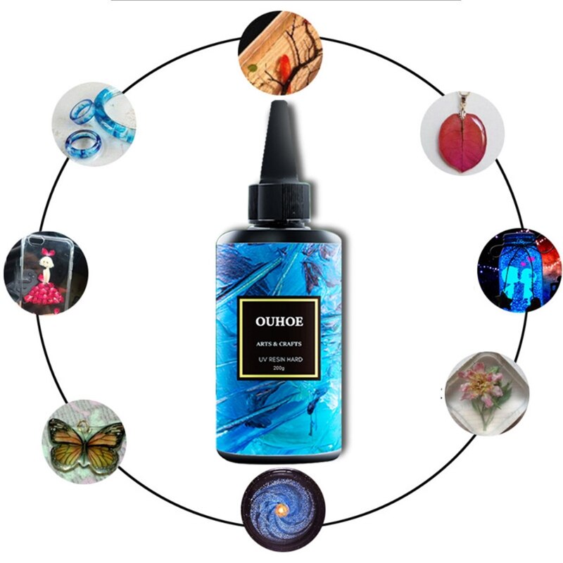 Pegamento duro de resina ultravioleta, 30/100/200g, Gel UV de curado, DIY, fabricación de joyas, accesorios de revestimiento de fundición