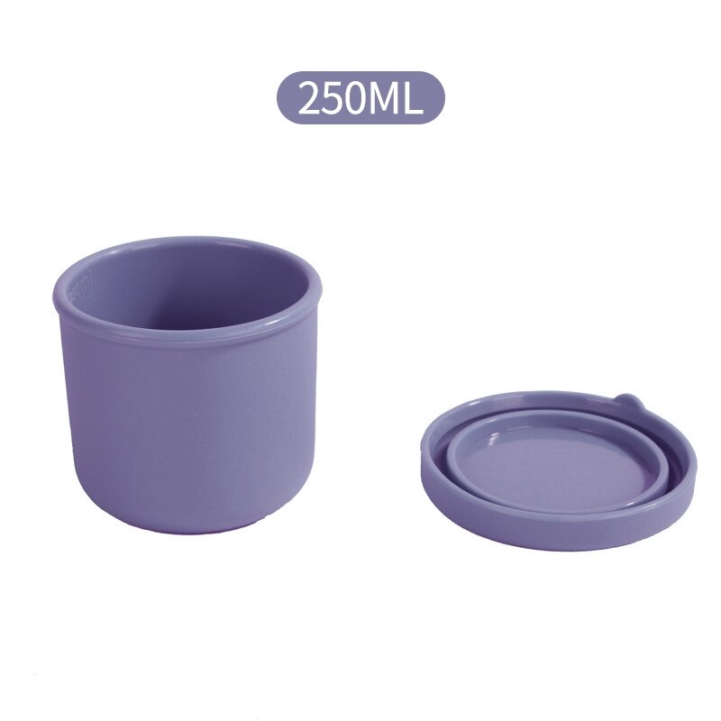 Kids Silicone Lunch Box with Lid Food Fruit Salad Fresh-Keeping Bowl Bento Box Kitchen Storage Containers Leak Proof: Indigo  250ML