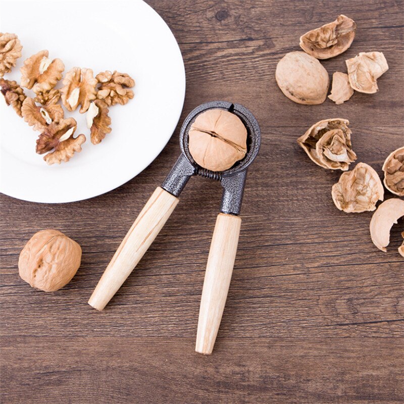 Pelador de Cascanueces con mango de madera, herramientas de cocina, pinza para nueces para el hogar, pequeños alicates de avellanas