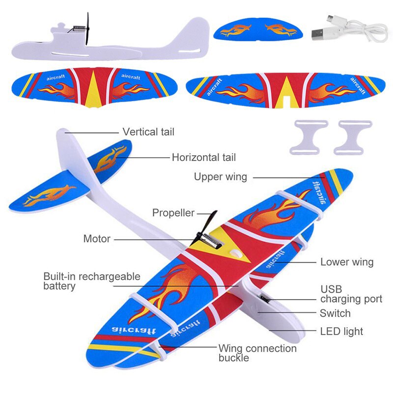 Jet de main planeur avion condensateur avion électrique mousse avion jouet extérieur plus récent bricolage planeur mousse RC Drone d'anniversaire