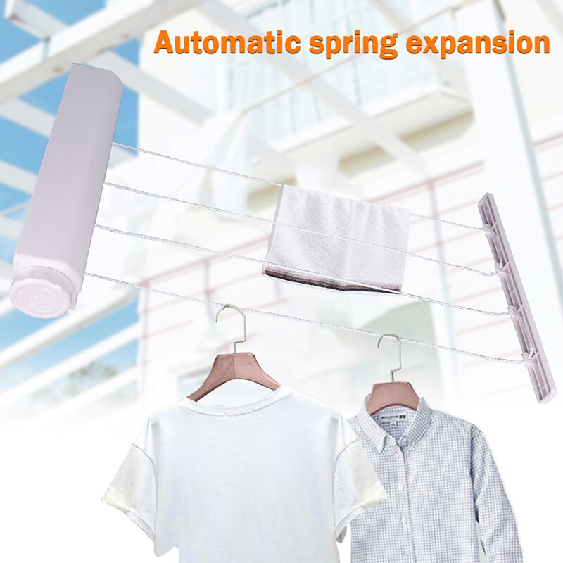 Wall Mounted Hanger Retractable Indoor Clothes Hanger Drying Rack Towel Rack Automatic Telescopic Clothesline Clothes Dryer
