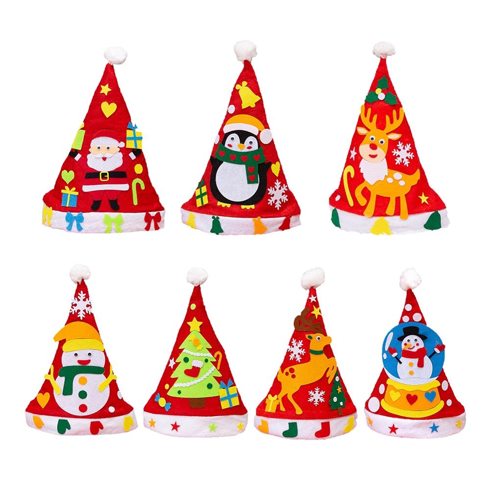 Christmas Hat DIY Kit Cute Christmas Hat Diy Handmade Interactive Production Family Christmas Activity Toys Various Patterns