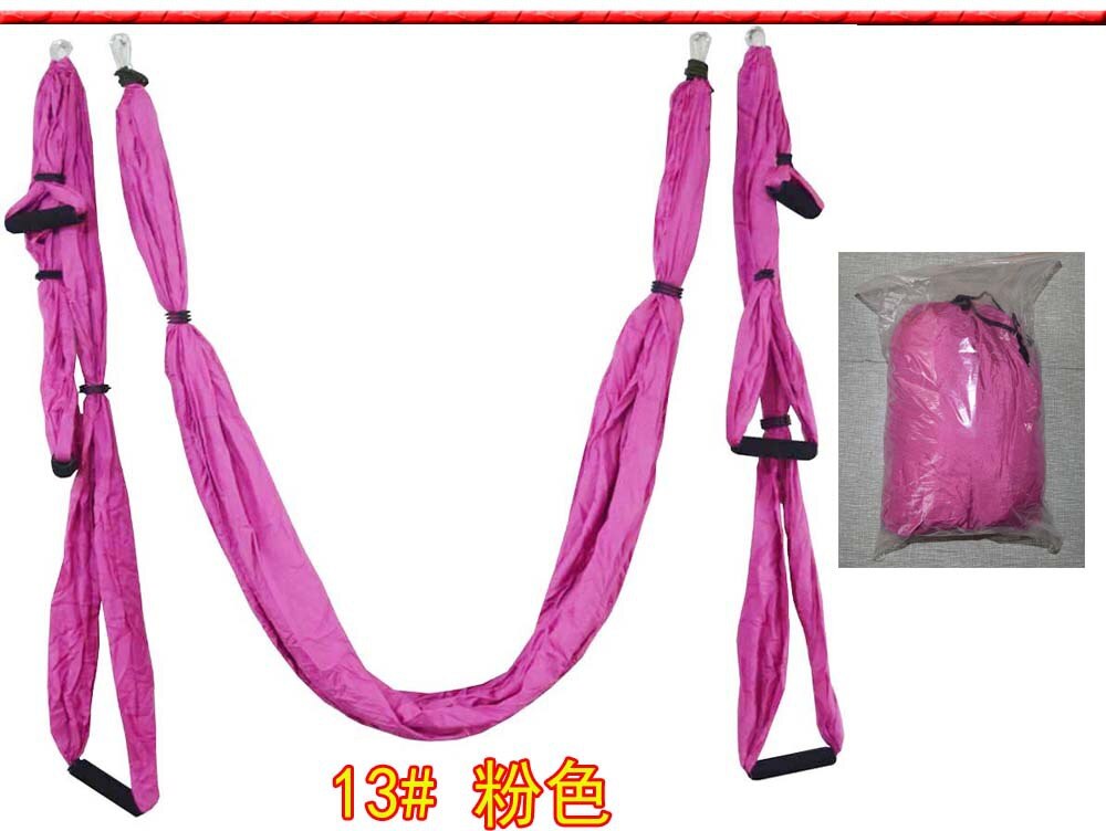 Color matchingAnti-gravity Aerial Yoga Hammock Full Set Flying Swing Trapeze Yoga Inversion Exercises Device Home GYM Hanging: pink