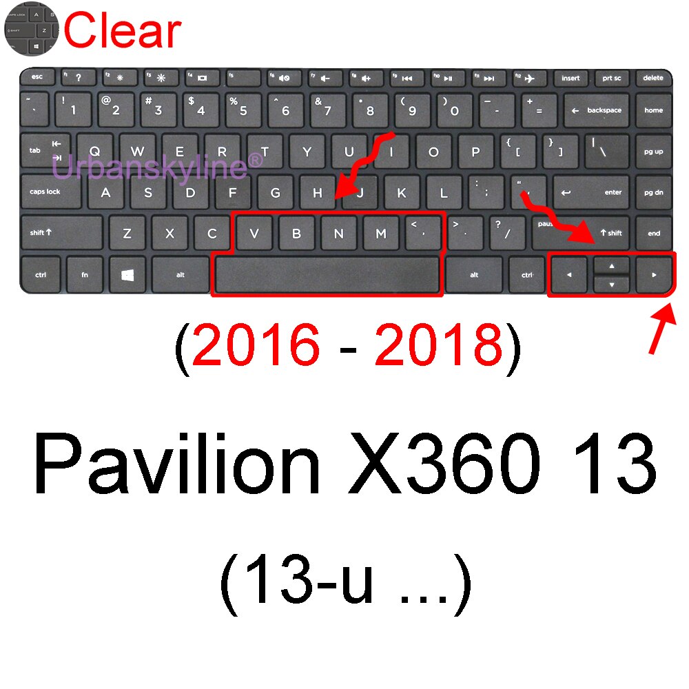 Housse de protection de clavier pour ordinateur portable HP Pavilion 13, étui X360 Aero 13, 13z, 13t, 13-bb 13-be 13-be 13-be 13-an 13-b: Clear 2016-2018