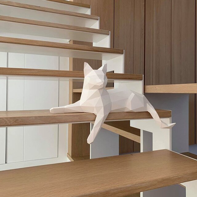 70cm beau chat papier 3D bricolage manuel décorations pour la maison décoration murale fait à la main mignon géométrique papier figurines d'action jouets