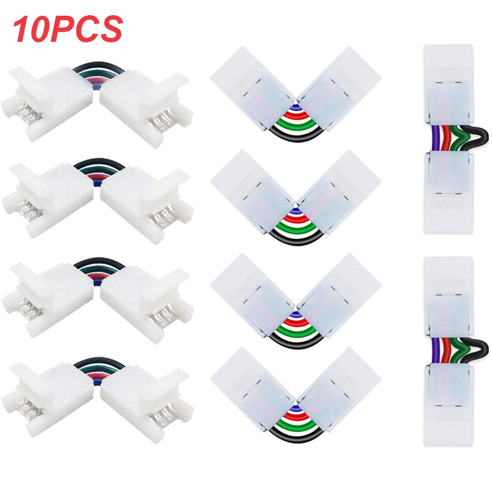 Lism 10Mm 4 Pin L Vorm Led Rgb Verstelbare Connector Voor Aansluiten Hoek Haakse 10Mm 5050 /3528 Rgb Led Strip Licht: Default Title