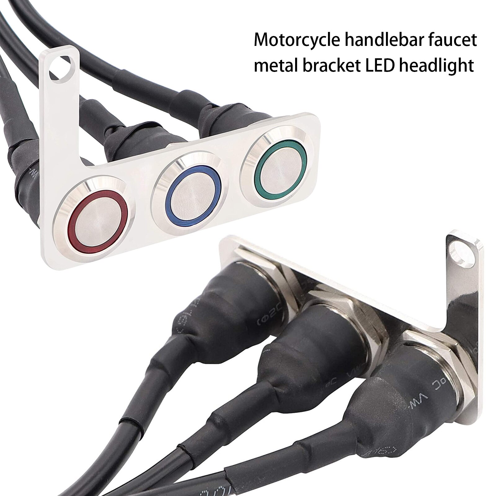 Stainless Steel LED Motorcycle Switch Handlebar Mount Waterproof Switches Button DC 12V Headlight Motorcycle Accessories