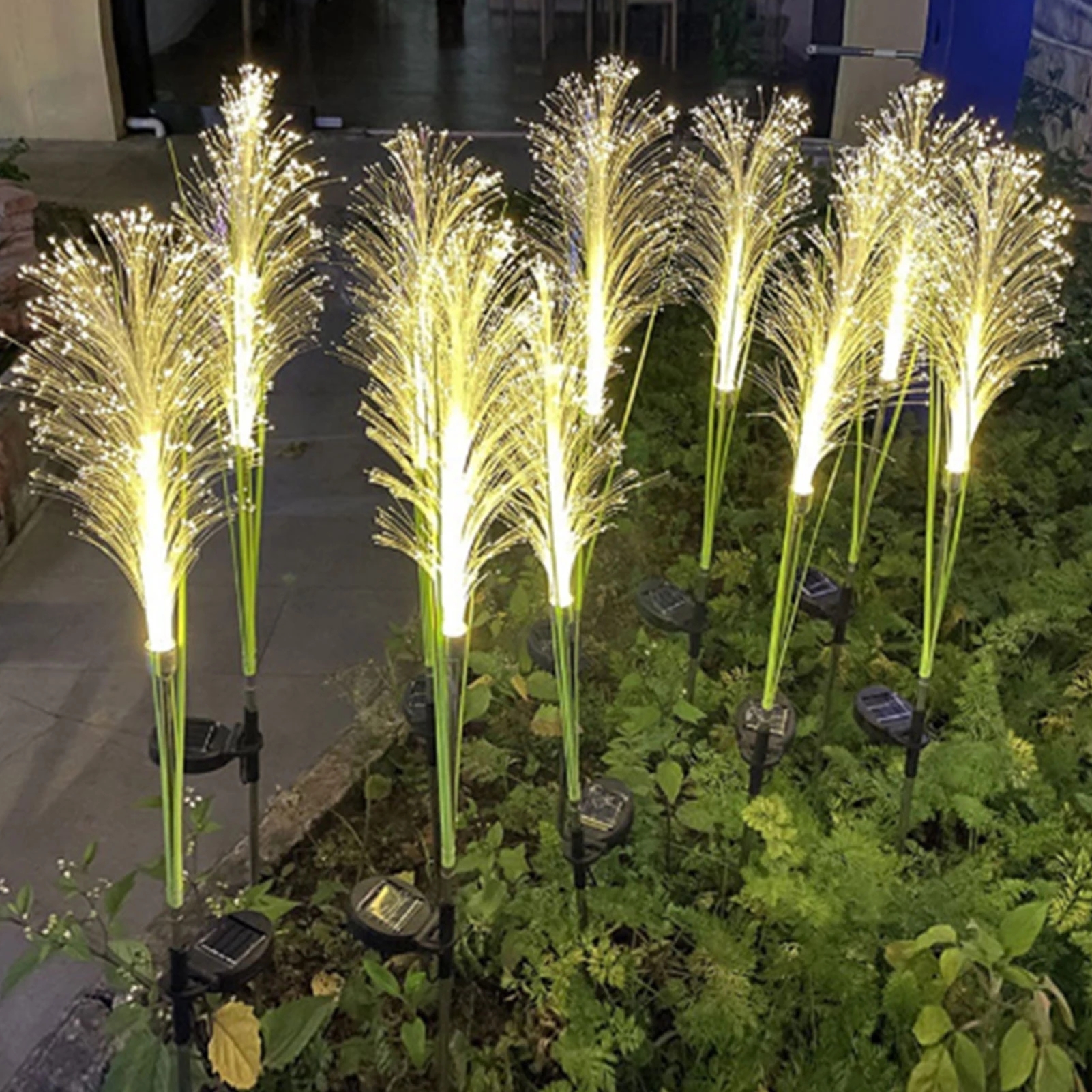 Luces solares de caña para jardín, luz de fibra para exteriores, lámpara de jardín impermeable, lámparas de paisaje de simulación para decoración de Patio y hogar